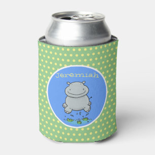 Cute baby hippo safari cartoon illustration can cooler