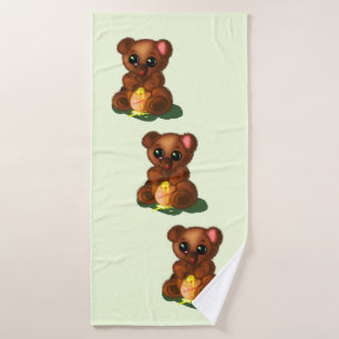 Cute Baby Honey Bear - Sweet - Add Colour / Text Bath Towel