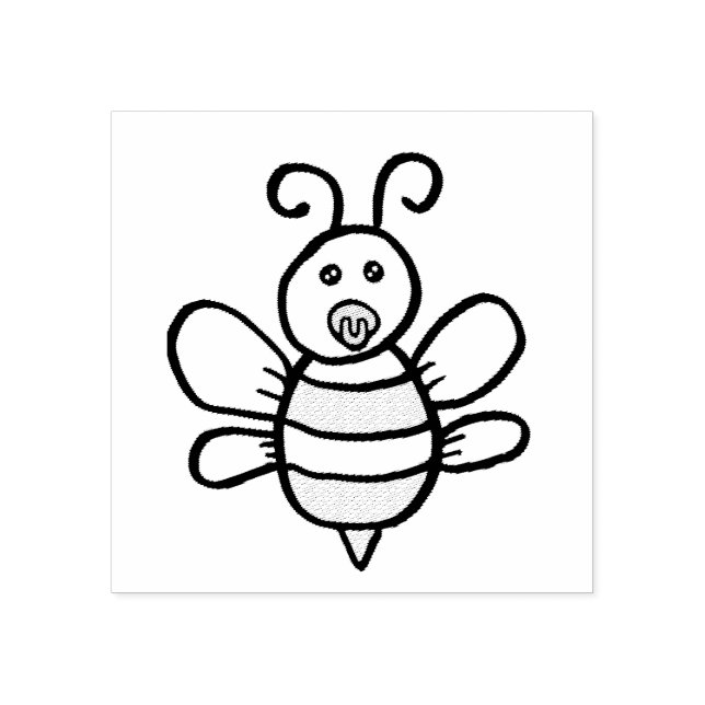 Cute Baby Honey Bee with Pacifier Rubber Stamp (Imprint)
