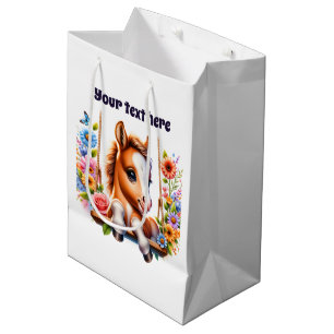 Cute baby horse customizable medium gift bag