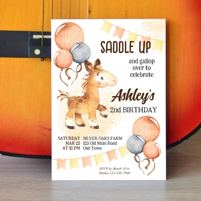 Cute baby horse toddler birthday party invite (Creator Uploaded)