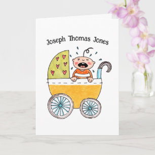 Cute Baby in Pram New Born Congratulations Card