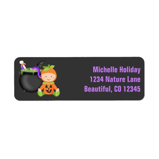 Cute Baby in Pumpkin Costume Halloween Address Return Address Label
