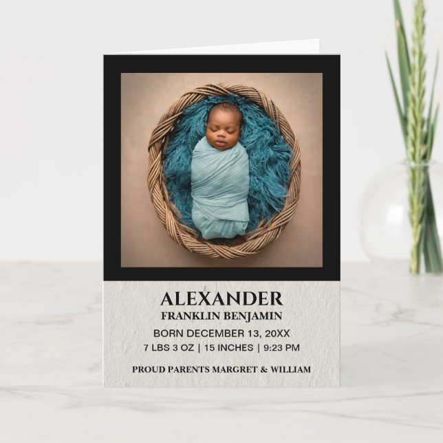 Cute Baby Infant Newborn Photo Birth Personalize Announcement (Front)