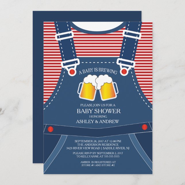 Cute  BABY IS BREWING Baby Shower Invitation (Front/Back)