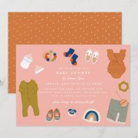Cute Baby Items Illustrated Pink Baby Shower