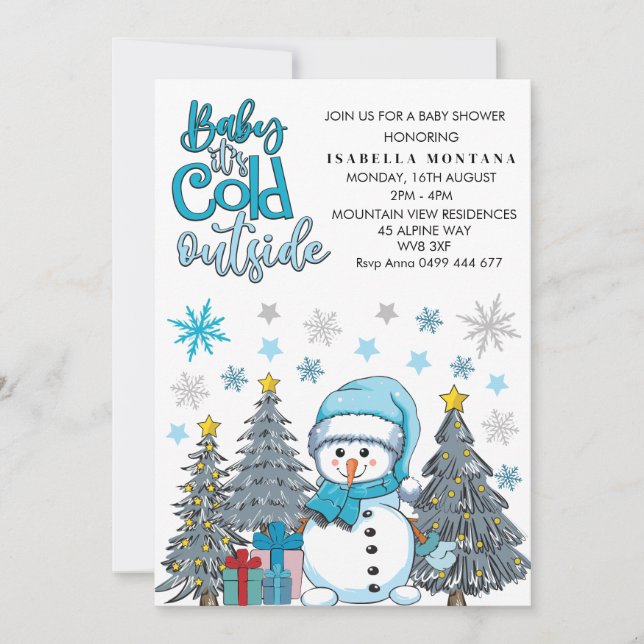 cute baby its cold outside baby shower invitation (Front)