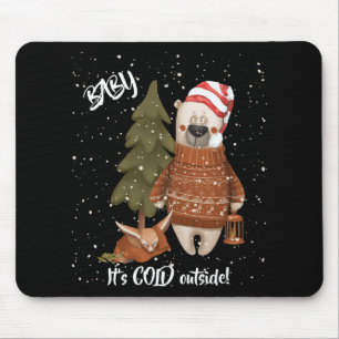 Cute Baby Its Cold Outside Bear And Fox T Shirt  Mouse Pad