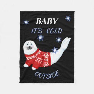 Cute Baby Its Cold Outside Winter Seal T Shirt  Fleece Blanket