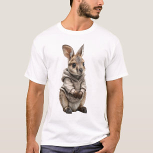 Cute Baby Kangaroo in a Cozy Hoodie T-Shirt
