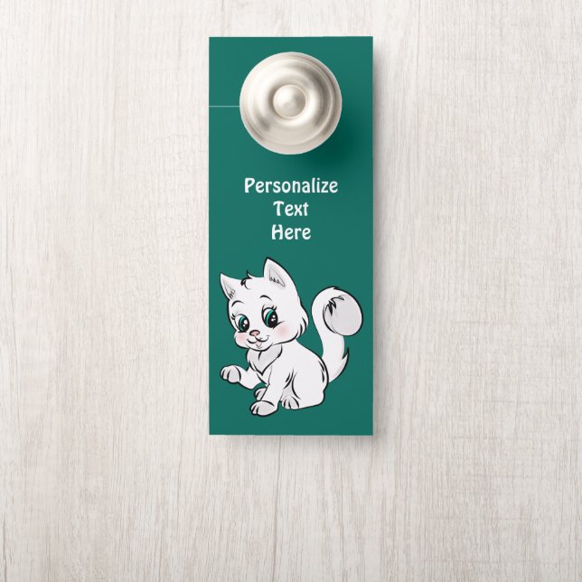 Cute Baby Kitten Adorable Cat Personalized Room Door Hanger (On Knob)