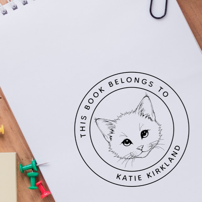 Cute Baby Kitten This Book Belongs To Kid's Name Rubber Stamp (Creator Uploaded)