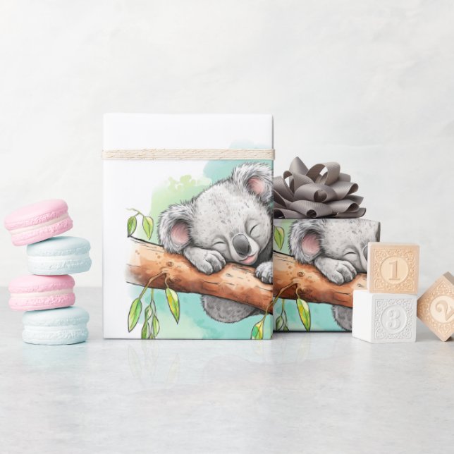 Cute Baby Koala Baby Shower Wrapping Paper (Baby Shower)
