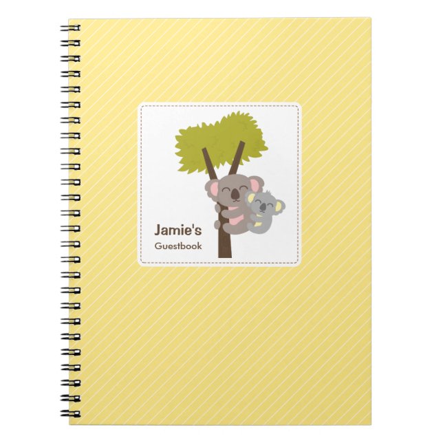 Cute Baby Koala Bear and Mommy Baby Shower Notebook (Front)