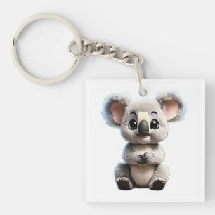 Cute Baby Koala Funko-Style Cartoon with Big Eyes Keychain