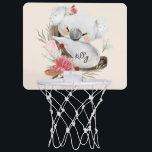 Cute Baby Koala Gold Speckle Custom Name          Mini Basketball Hoop<br><div class="desc">Featuring cute baby koala and flower wreath with gold speckles. Ideal for a birthday gift, nursery decor, kids room art, home decor, and other occasions. Easy customization of your kids name and font using the "Personalization button". You can also "Transfer design to a product" on other Zazzle products and adjust...</div>