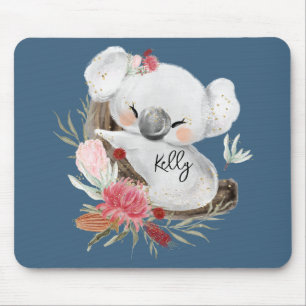 Cute Baby Koala Gold Speckle Custom Name          Mouse Pad