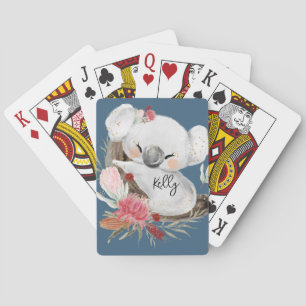 Cute Baby Koala Gold Speckle Custom Name         Playing Cards