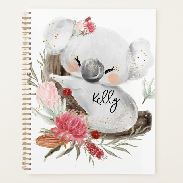 Cute Baby Koala Gold Speckle Nom personnalisé (Devant)