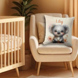 Cute Baby Koala Personalized Name Throw Pillow