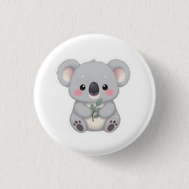 Cute Baby Koala Sticker Clipart 1 Inch Round Button (Front)