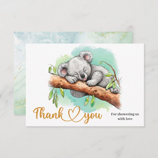 Cute baby koala thank you card (Front/Back)