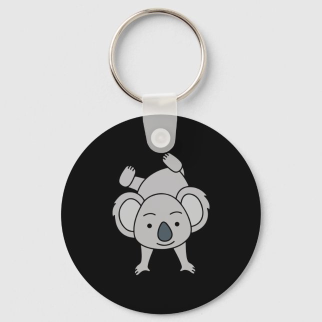 Cute Baby Koala With A Smile Doing A Handstand Keychain (Front)