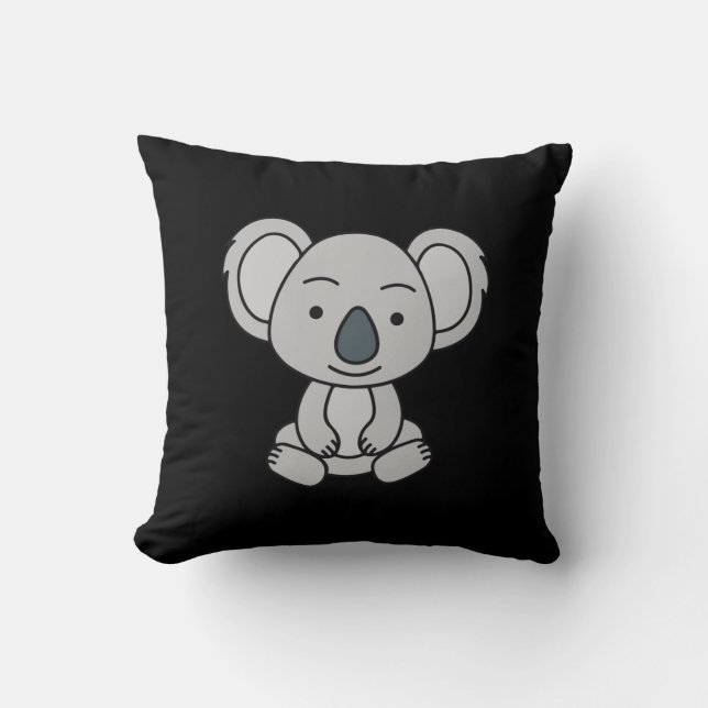 Cute Baby Koala With A Smile Sitting Down Throw Pillow (Front)