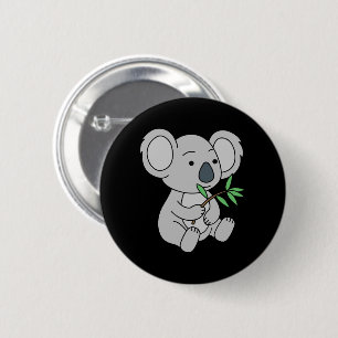 Cute Baby Koala With Eucalyptus Leaves 2 Inch Round Button