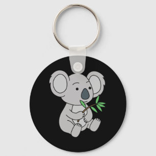 Cute Baby Koala With Eucalyptus Leaves Keychain