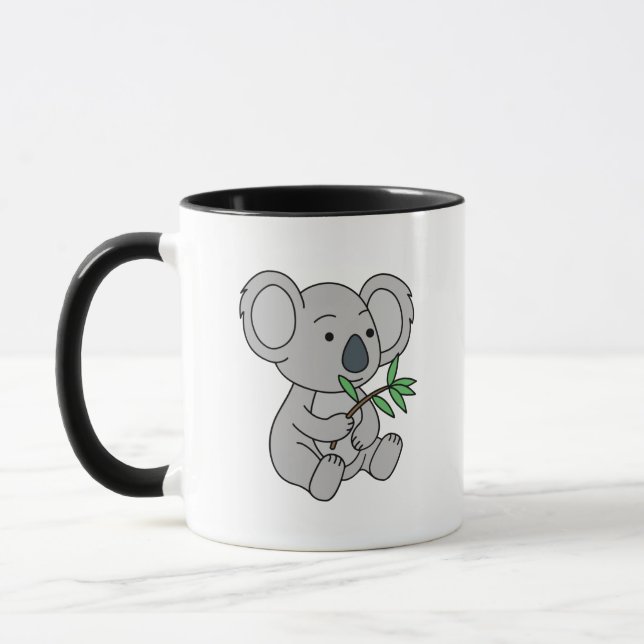 Cute Baby Koala With Eucalyptus Leaves Mug (Left)