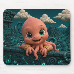 Cute Baby Kraken, Mythical Mouse Pad