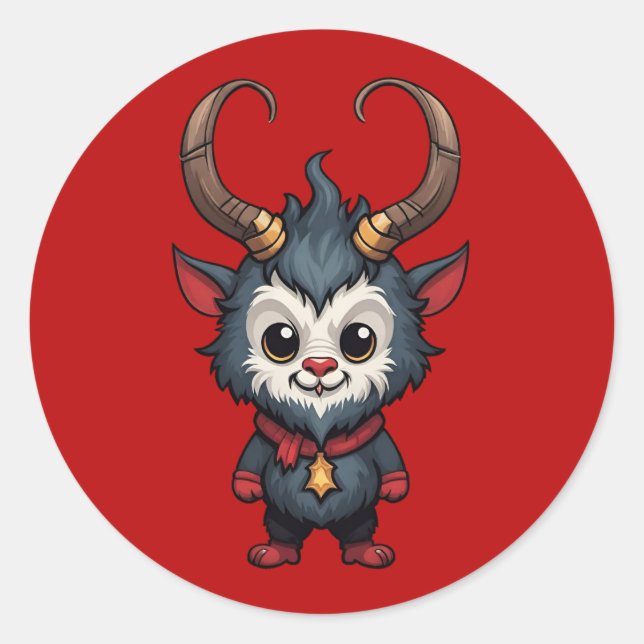 Cute Baby Krampus Classic Round Sticker (Front)