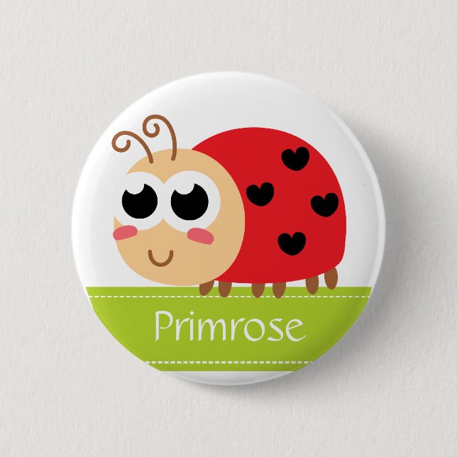 Cute Baby Ladybug with heart spots 2 Inch Round Button (Front)