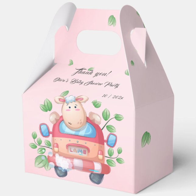 Cute Baby Lamb Baby Shower Favour Box (Back)