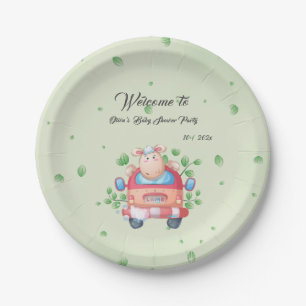 Cute Baby Lamb Baby Shower Paper Plate