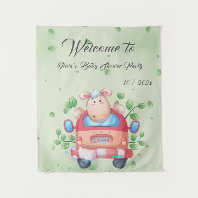 Cute Baby Lamb Baby Shower Tapestry (Front)