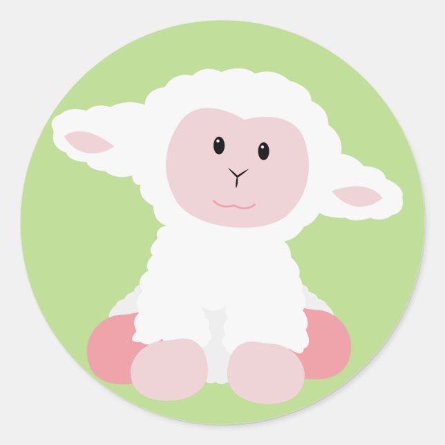Cute Baby Lamb Classic Round Sticker (Front)
