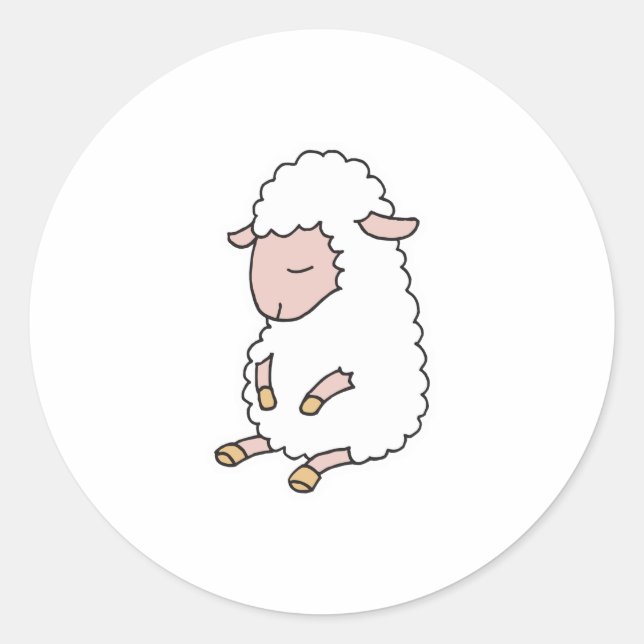 cute baby lamb classic round sticker (Front)