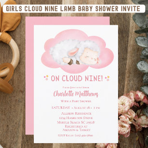 Cute Baby Lamb Cloud Nine 9  Baby Shower  Invitation