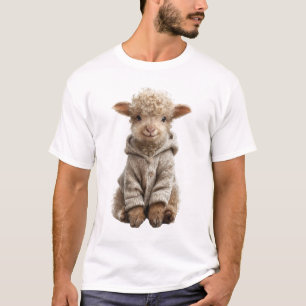 Cute Baby Lamb in Woollen Hoodie T-Shirt