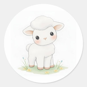 Cute Baby Lamb Watercolor Illustration Sticker