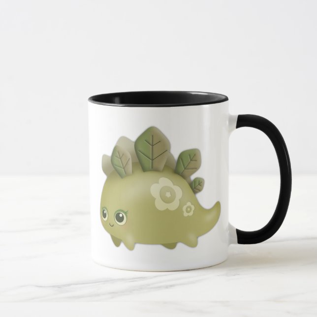 Cute Baby Leafy Dino - kawaii style mug (Right)