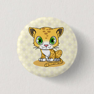 Cute baby leopard kawaii cartoon kids button
