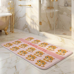 Cute Baby Leopard Safari Animal Kids Bath Mat