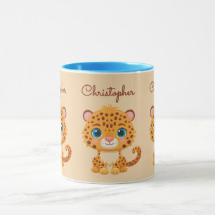 Cute Baby Leopard Safari Animal Kids Mug