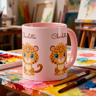Cute Baby Leopard Safari Animal Kids Mug