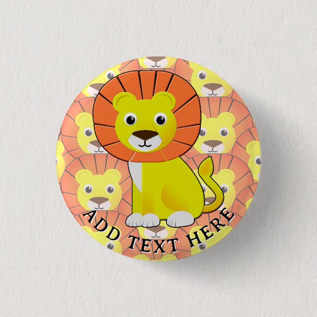 Cute Baby Lion All Over Print Pattern 1 Inch Round Button (Front)