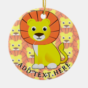 Cute Baby Lion All Over Print Pattern Ceramic Ornament