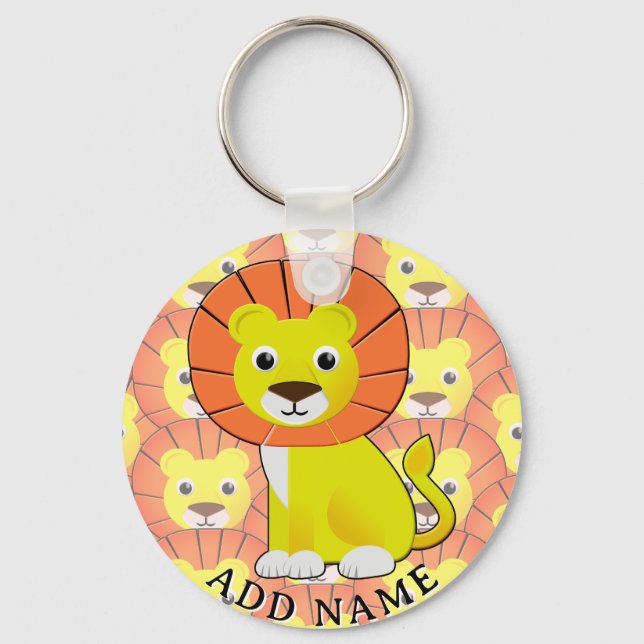 Cute Baby Lion All Over Print Pattern Keychain (Front)